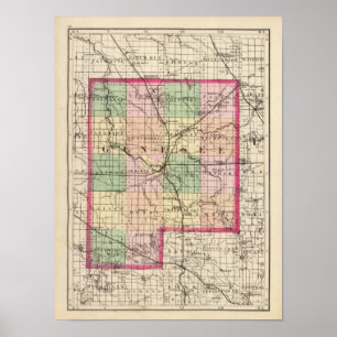 Pôster Mapa do Condado de Genesee, Michigan