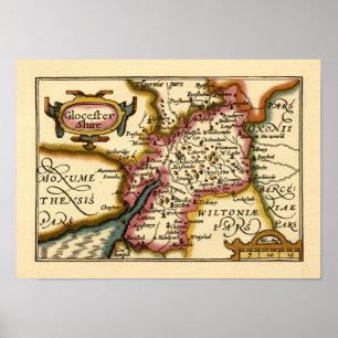 Pôster Mapa do condado de "Glocestershire"