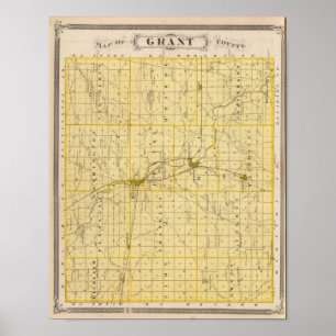 Pôster Mapa do Condado de Grant