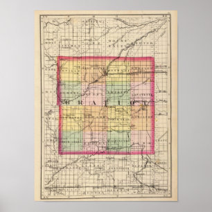 Poster Mapa do Condado de Gratiot, Michigan