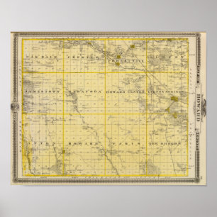 Pôster Mapa do Condado de Howard, estado de Iowa