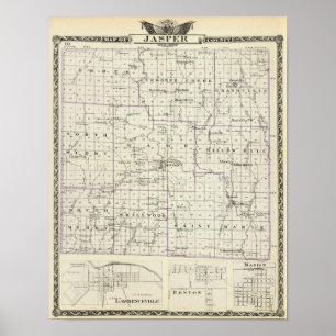 Poster Mapa do condado de Jasper, Lawrenceville