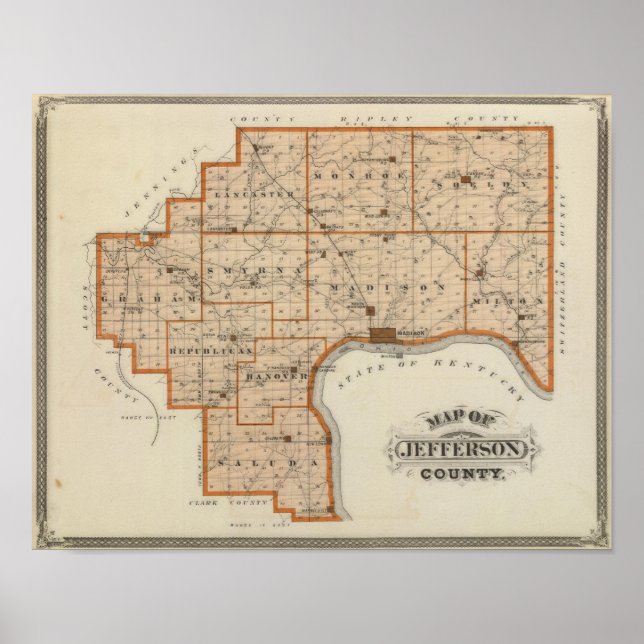 Poster Mapa do Condado de Jefferson (Frente)