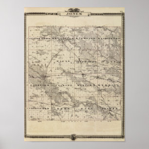 Pôster Mapa do Condado de Jones, estado de Iowa
