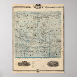 Poster Mapa do Condado de Keokuk, Estado de Iowa