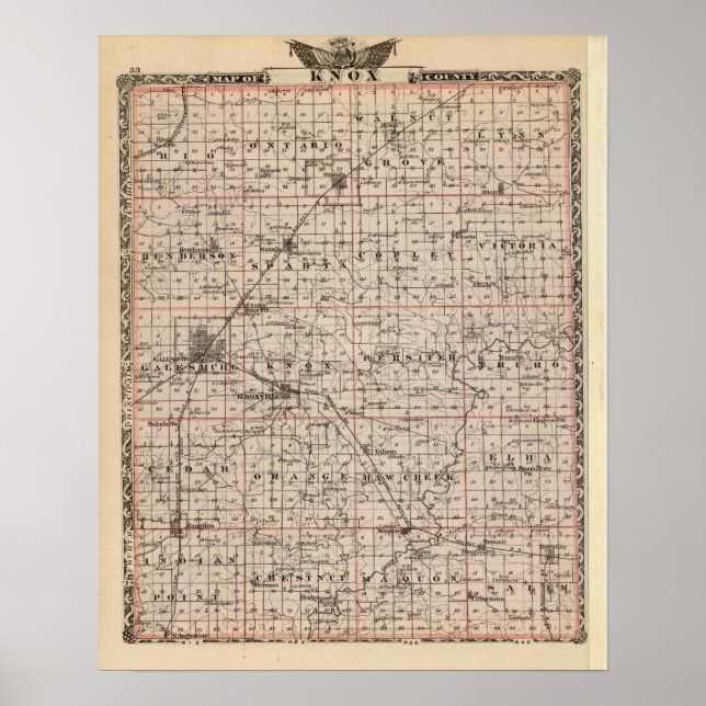 Pôster Mapa do Condado de Knox (Frente)