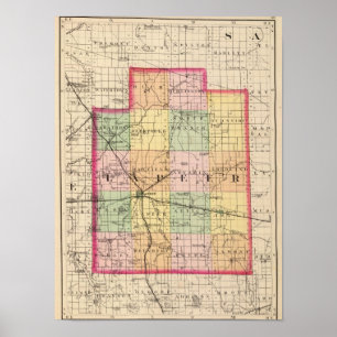 Pôster Mapa do Condado de Lapeer, Michigan