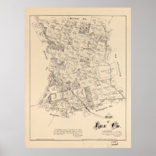 Poster Mapa do Condado de Lee, Texas (1879)