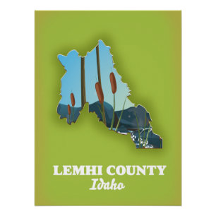 Pôster Mapa do Condado de Lemhi, Idaho