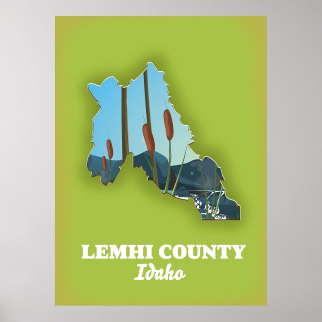 Poster Mapa do Condado de Lemhi, Idaho (Frente)