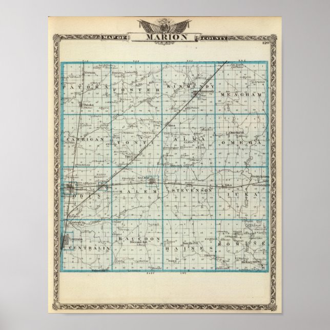 Poster Mapa do Condado de Marion (Frente)