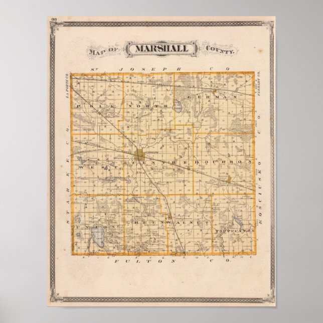 Poster Mapa do Condado de Marshall (Frente)