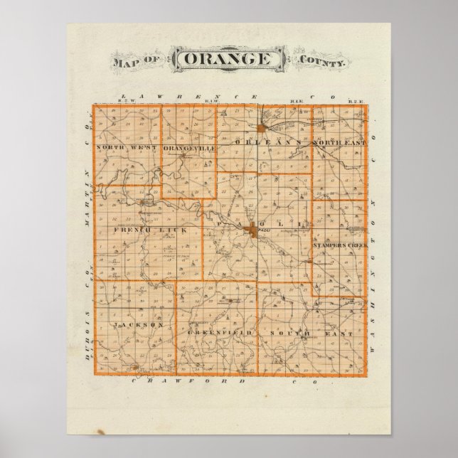 Poster Mapa do Condado de Orange (Frente)