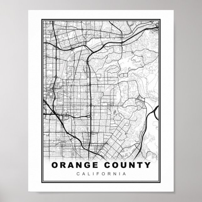 Poster Mapa do Condado de Orange (Frente)