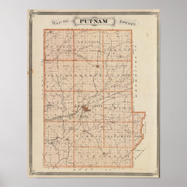 Pôster Mapa do Condado de Putnam (Frente)