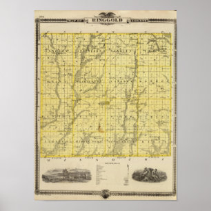 Pôster Mapa do Condado de Ringgold, Estado de Iowa
