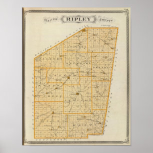 Pôster Mapa do Condado de Ripley