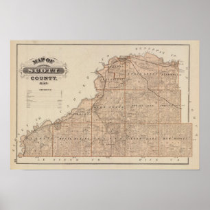 Poster Mapa do Condado de Scott, Minnesota