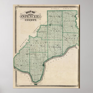 Pôster Mapa do Condado de Spencer