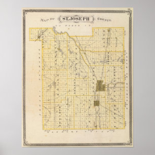 Pôster Mapa do condado de St Joseph