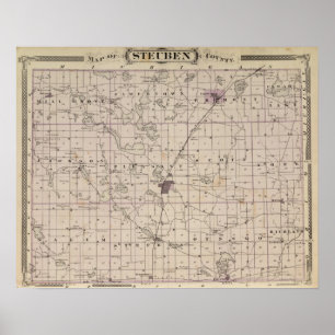 Pôster Mapa do Condado de Steuben em Indiana