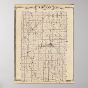 Pôster Mapa do Condado de Tipton