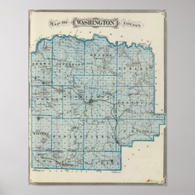 Pôster Mapa do Condado de Washington (Frente)