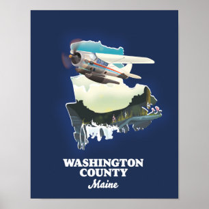 Poster Mapa do Condado de Washington Maine