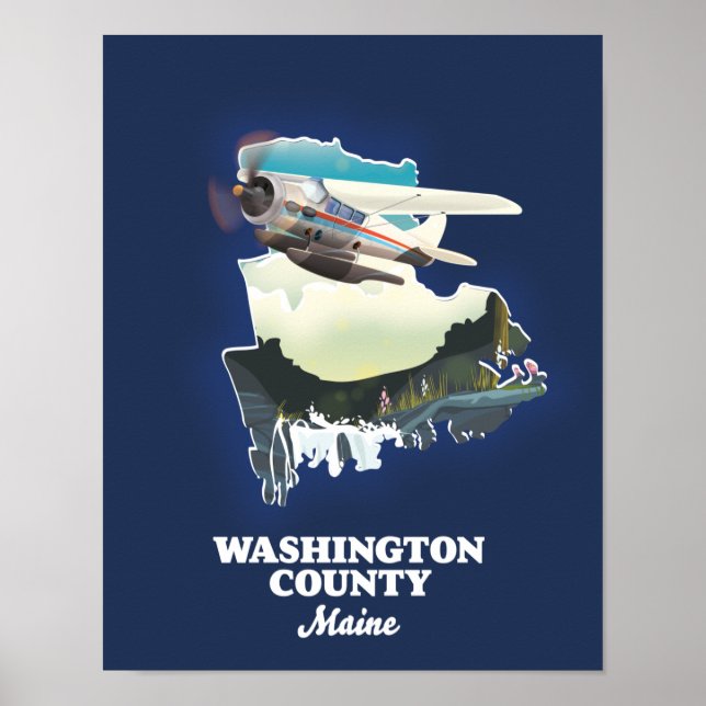 Poster Mapa do condado de Washington no Maine (Frente)