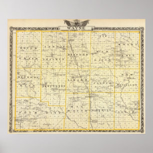 Pôster Mapa do Condado de Wayne