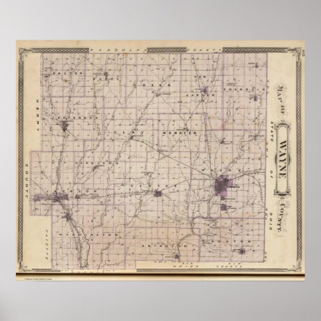 Pôster Mapa do Condado de Wayne 2 (Frente)