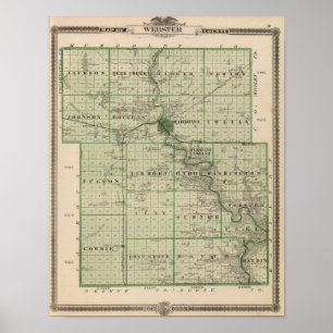 Poster Mapa do Condado de Webster, Estado de Iowa
