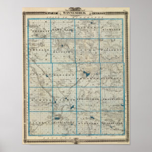 Poster Mapa do condado de Winneshiek, estado de Iowa