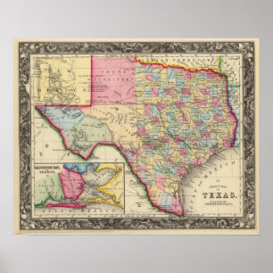 Poster Mapa Do Condado Do Texas