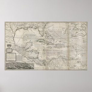 Poster Mapa do das caraíbas 1715