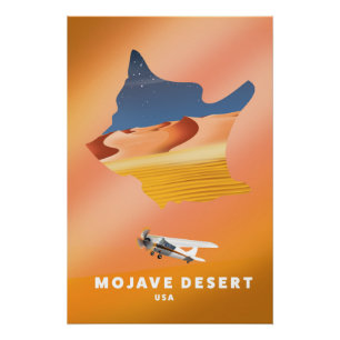 Pôster Mapa do Deserto de Mojave nos EUA