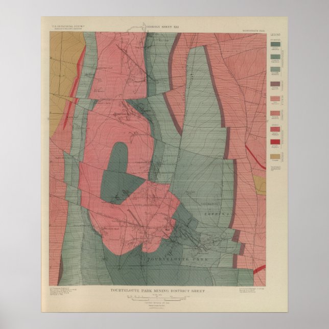 Poster Mapa do Distrito Mineiro de Tourtelotte Park (Frente)