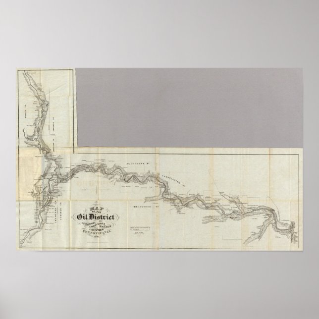 Pôster Mapa Do Distrito Petrolífero De Venango (Frente)
