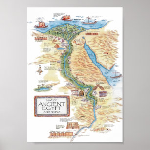 Poster Mapa do Egito Antigo e da Núbia