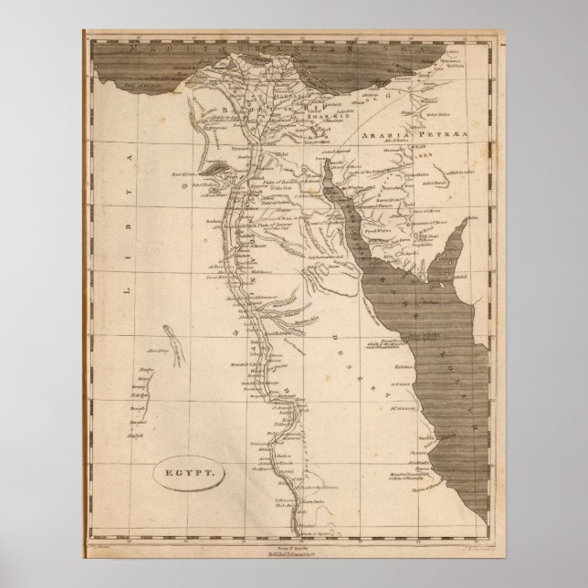 Poster Mapa do Egito por Arrowsmith (Frente)