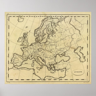 Pôster Mapa do esboço de Europa