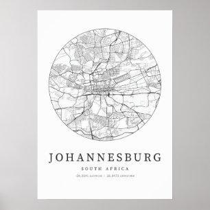 Poster Mapa do Esquema da Rua Joanesburgo África do Sul