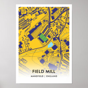Poster Mapa do Estádio do Campo - Lar da Cidade de Mansfi