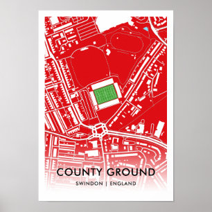 Poster Mapa do Estádio do Condado de Ground - Lar da Cida