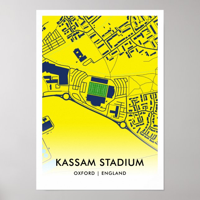 Poster Mapa do Estádio do Kassam - Casa do Oxford United (Frente)