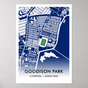 Poster Mapa do Estádio do Parque Goodison - Lar do Everto