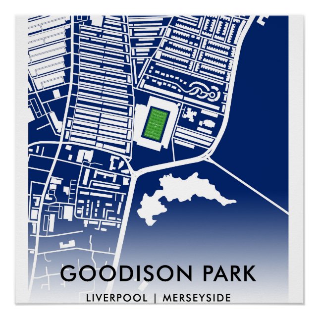 Pôster Mapa do Estádio do Parque Goodison - Lar do Everto (Frente)