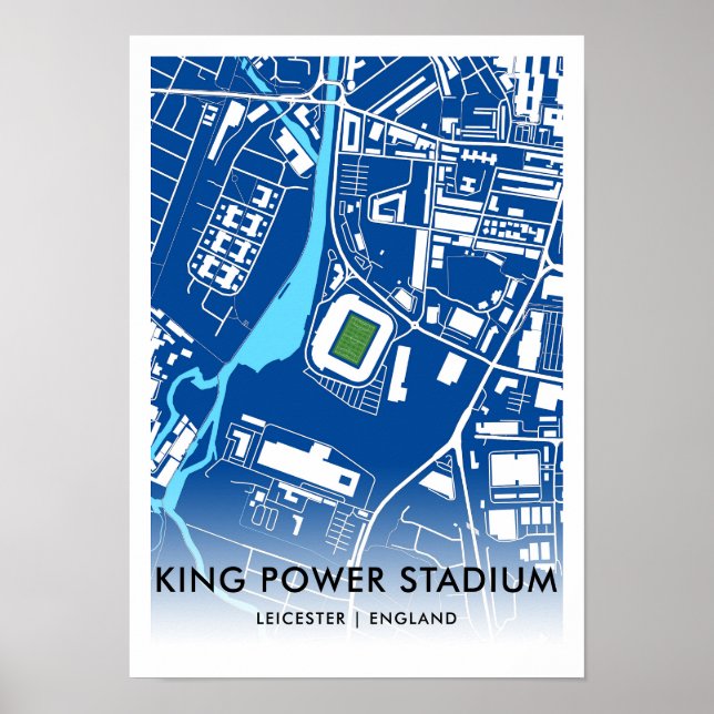 Poster Mapa do Estádio King Power - Lar da Cidade de Leic (Frente)