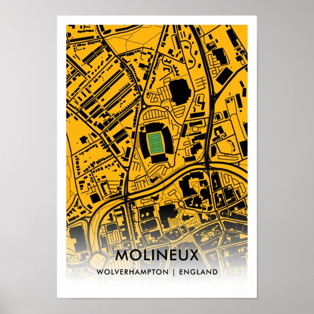 Poster Mapa do Estádio Molineux - Wolverhampton Wanderers (Frente)