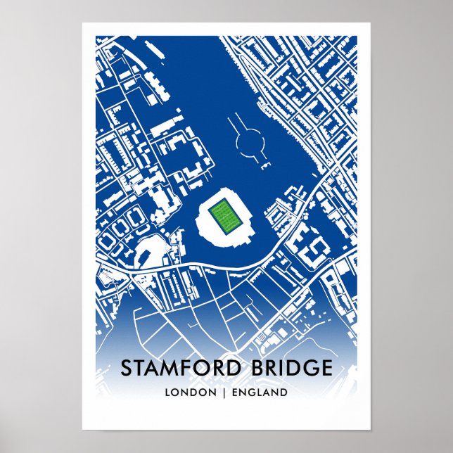 Poster Mapa do Estádio Stamford Bridge – Casa do Chelsea  (Frente)
